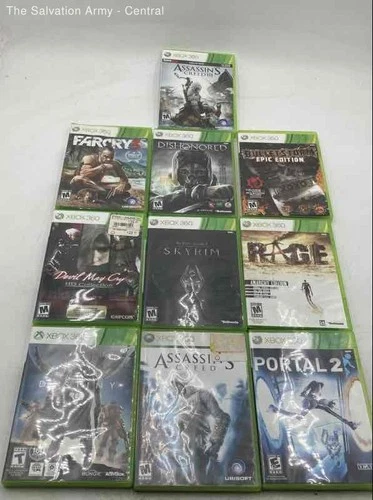 Microsoft Xbox 360 Skyrim Portal 2 Far Cry 3 Assorted Video Games Lot Of 10