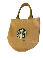 Starbucks Beige Canvas Bucket Bag Lunch Tote Coffee Lover Gift Zipper Pocket