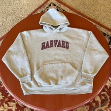 Vintage 1990s Harvard University Spellout Grey Hoodie