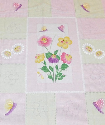RARE! Daisy Kingdom ''Flower Party Quilt'' Fabric Donna Dewberry Gingham 45''W Vntg