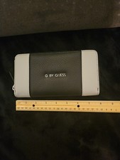 GUESS Black  Grey Leather Wallet ,zip around Holds Alot.NEW WITH OUT TAGS.