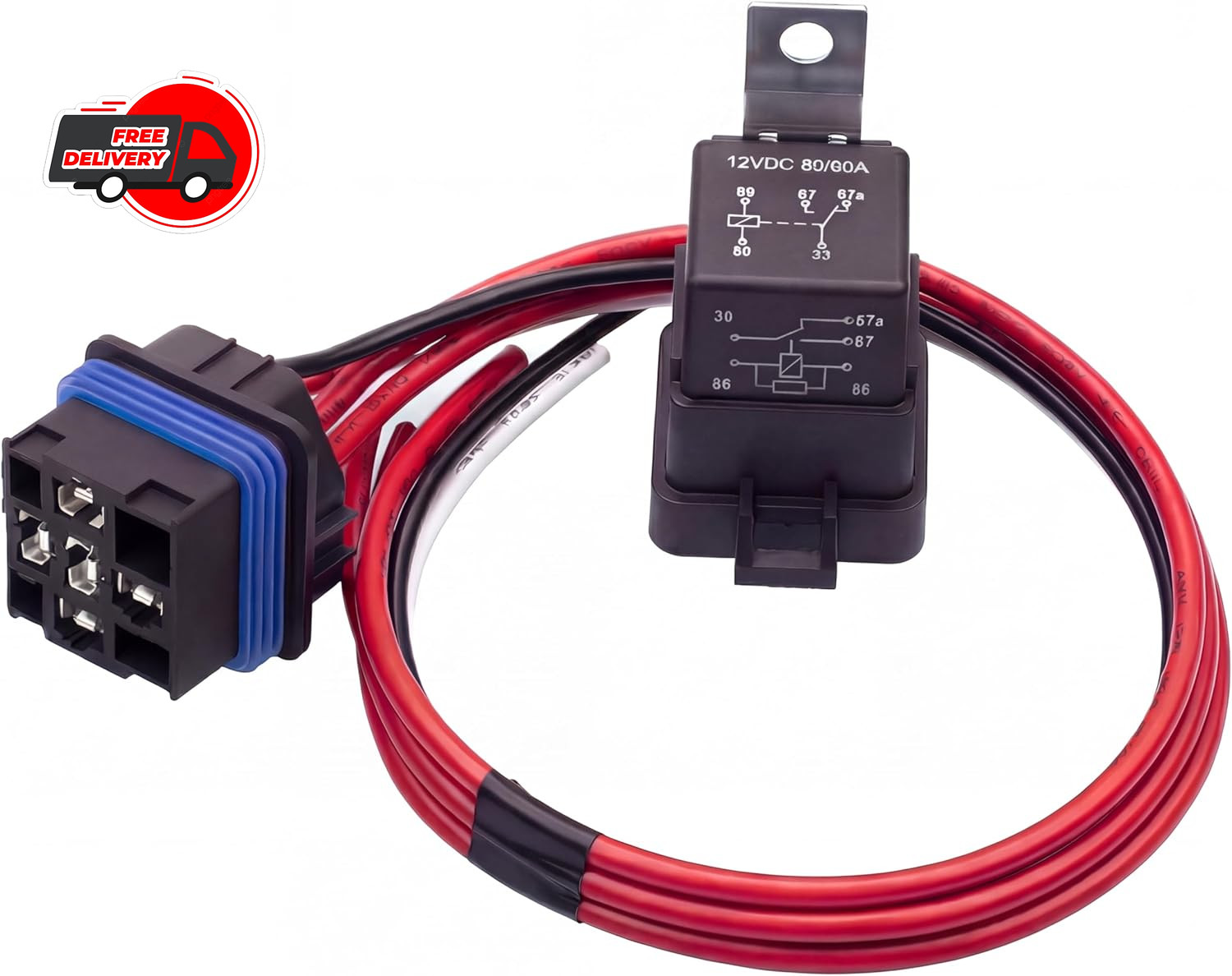 1 Pack 60/80 Amp 12 Volt Waterproof Automotive Relay with Pigtail, 5-Pin Heavy D