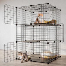 3-Tier Cat Cage Indoor Enclosure DIY Cat Playpen Catio Detachable Metal Wire ...