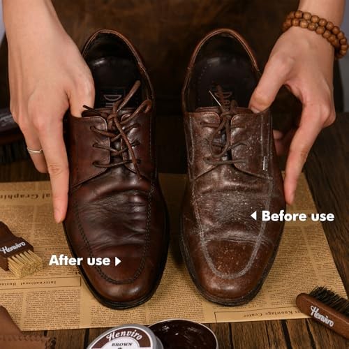 Leather Shoe Shine Kit For Men - 12 PCS Shoe Polish Kit, Leather Boots Care - Picture 6 of 7