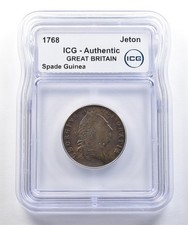 1768 Great Britain Jeton Spade Guinea Authentic ICG a7768