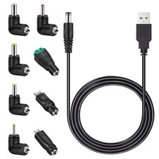 Universal 5V DC Power Cable, USB to DC 5.5X2.1Mm Charging Cord Plug with 8 Conne