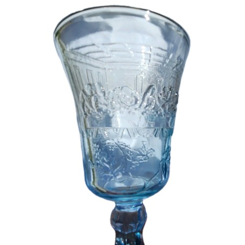 Vintage Tiara Indiana Glass Ice Blue Last Supper 7" Wine Chalice Goblet SKU G110 - Bild 3 von 12
