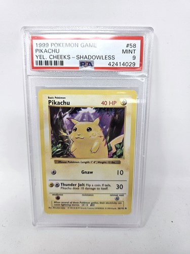 Pikachu (Shadowless) graded PSA 9 for sale on eBay