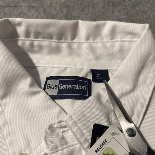 Blue Generation Short Sleeve Button Up Shirt Mens 4XL White NWT Pocket Work - Picture 4 of 7