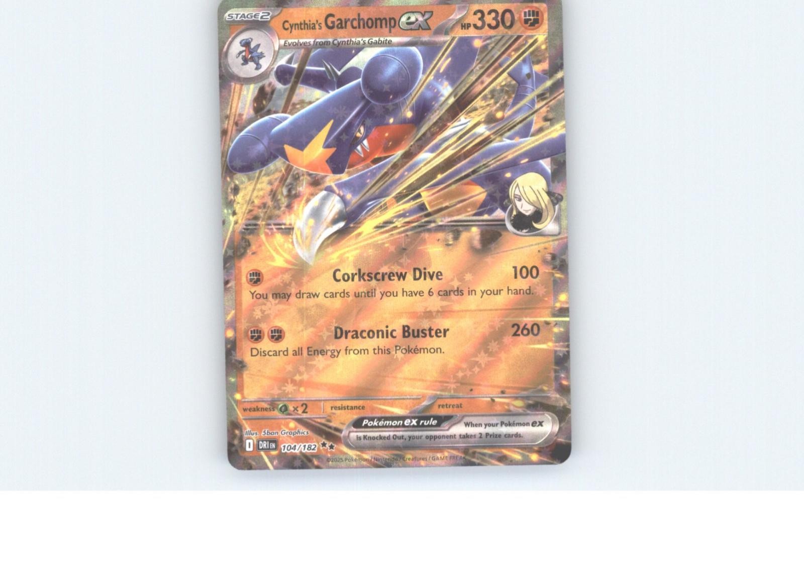 Cynthia's Garchomp ex 104/182 Double Rare Destined Rivals Pokemon Holo Near Mint