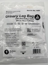 Dynarex Urinary Leg Bag Anti Reflux Valve Pathway #4281 Medium 600mL (3 Pk)