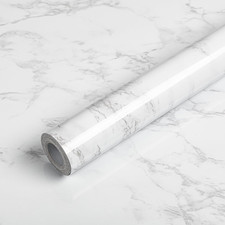 Marble Contact Paper for Countertops, White Gray Faux Marble Wallpaper Peel and