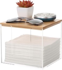 Disposable Face Towel Holder, Acrylic Cosmetic Facial Towel Storage Box for XL