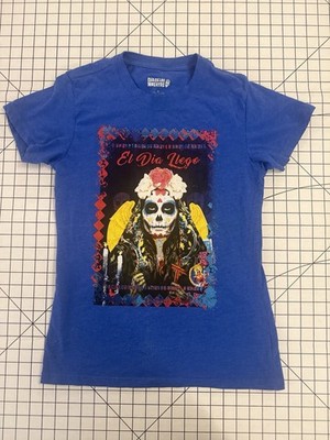 Dia De Los Muertos El Día Llego Senorita Blue T-Shirt Med Skull Day Of The Dead
