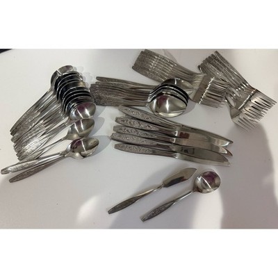 50 Vtg Superior Stainless RADIANT ROSE USA Flatware Silverware NWOB