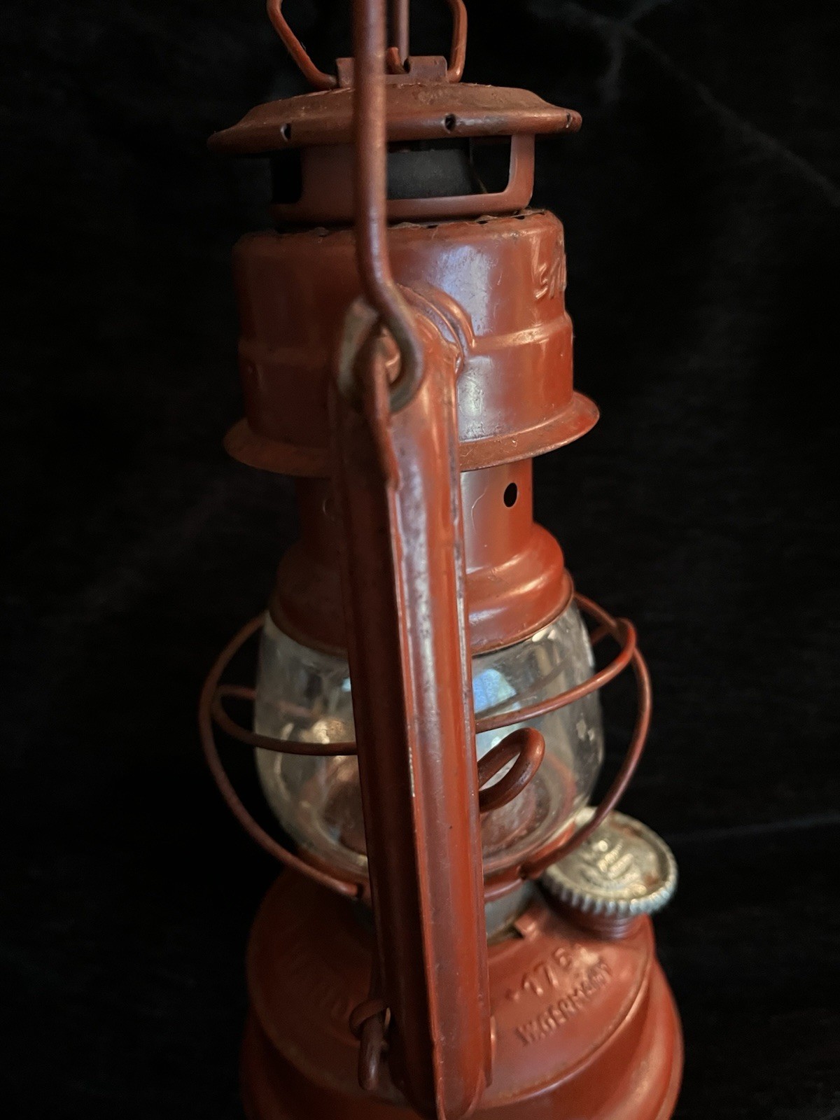 Vtg Feuerhand Super Baby Lantern No. 175 Red Kerosene Oil Lantern Jena Glass