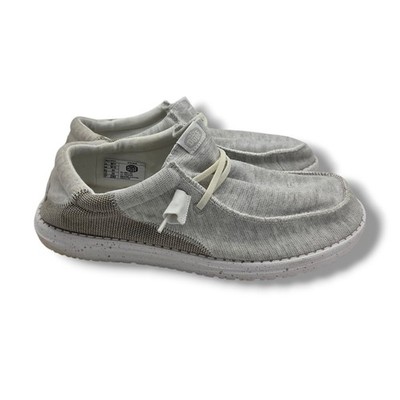 Hey Dude Wally Stitch Shoes Mens 11 Optic White Jersey Slip 