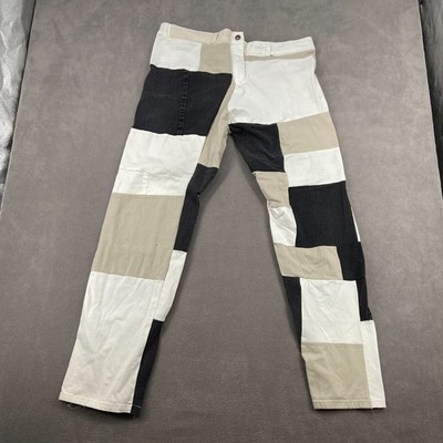 Vintage Y2K Patchwork Jeans Sz 38 Multicolor Denim High Rise Straight Leg