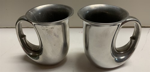Lot of 2 Pewter USA Wilton Armetale French Horn Mugs Stains Beer RWP