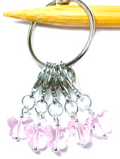 MikieLou Stitch Markers Pink Austrian CRYSTAL Butterflies Knitting Crochet