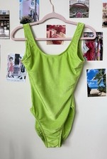 Vintage Woman  s Neon Green Catalina One Piece Swimsuit Measurements In Pictures