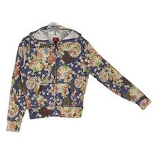 Vintage Y2K LUCKY BRAND Hoodie Sweatshirt S Asian-Floral Pocket Zip Long-Sleeve