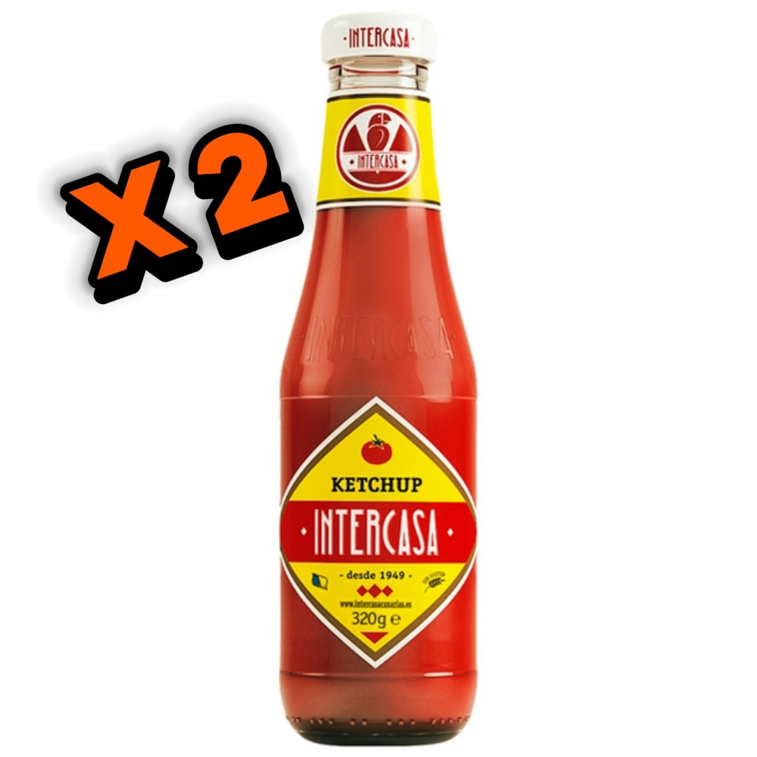 Lote 2 Botellas Ketchup Intercasa 320 g – Auténtico Sabor Canario