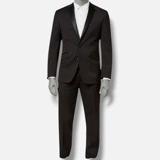  425 Kenneth Cole Men's Black Slim-Fit 2-Piece Tuxedo Suit Jacket Pants Size 36S