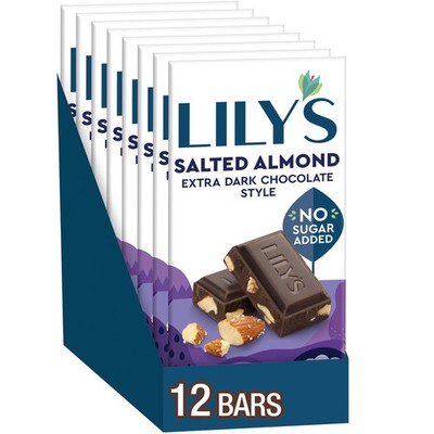 9/26 LILY'S Salted Almond Extra Dark Chocolate Style No Sugar Added (12 Count)