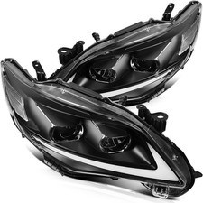 Headlight Assembly Pair For Toyota Corolla 2011-2013 Black Housing Clear Lens