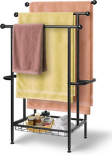 Free Standing Towel Rack for Bathroom, 39" Black 3-Tier Rust-Resistant Outdoor T