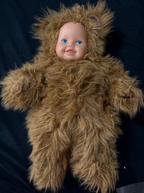 Anne Geddes Fuzzy Baby Bear Doll with Removable Outfit/Costume 17"