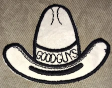VINTAGE 70s FABRIC APPLIQUE PATCH GOOD GUYS WHITE 10 gallon COWBOY HAT HOSS