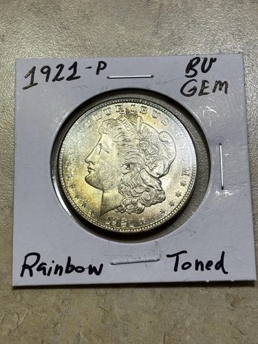 1921-P Morgan Silver Dollar ☆  BEAUTIFUL SILVER COIN ☆ BU GEM ☆ Rainbow Toned 🌈