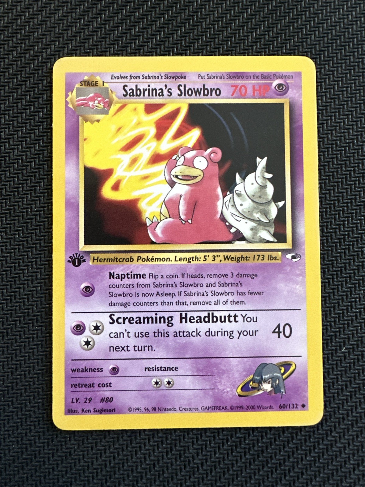 Pokemon Sabrina's Slowbro 60/132 - NM - 1st Edition Gym Heroes 2000 WotC