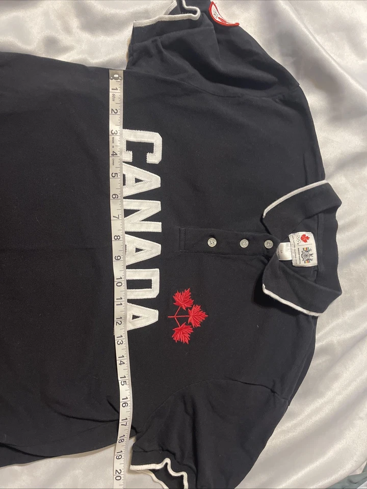 Team Canada Leaf Olympics Polo Golf Shirt Hudson's Bay Size Small Mens Black - Image 3 of 4