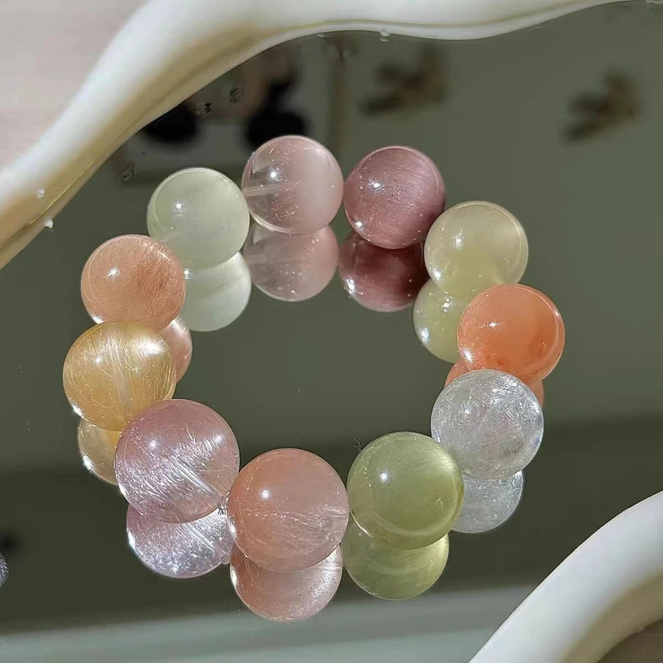 Natural Green Rutilated Quartz Red Rutilated Quartz Rabbit Hair Mixed Bracelet - Image 4 of 4