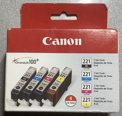 Genuine Canon CLI-221 (4 Ink Tanks) 4-Pack 221 Ink Cartridges  NEW/SEALED BOX