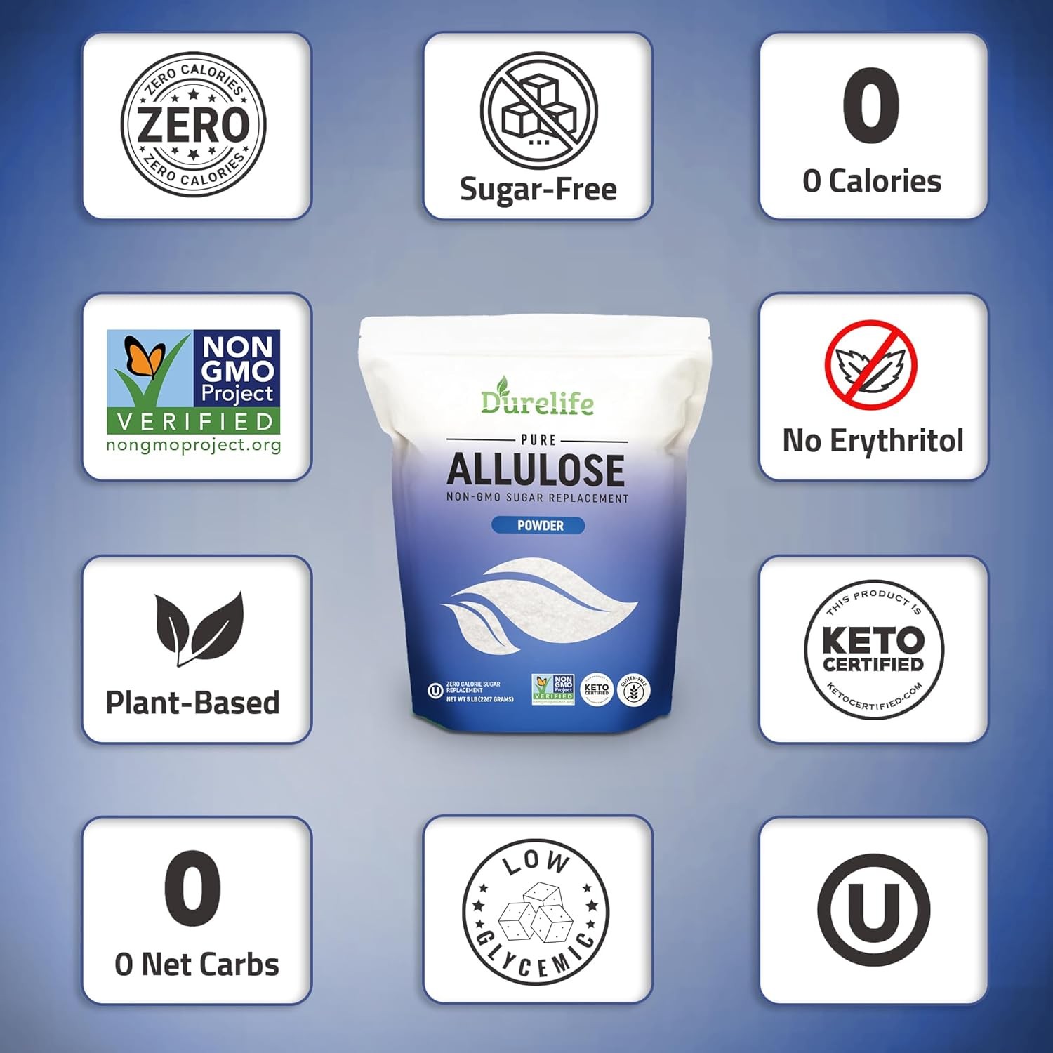 Durelife Allulose sweetener, 1 lb 100% Pure No 16 Ounce (Pack of 1) 