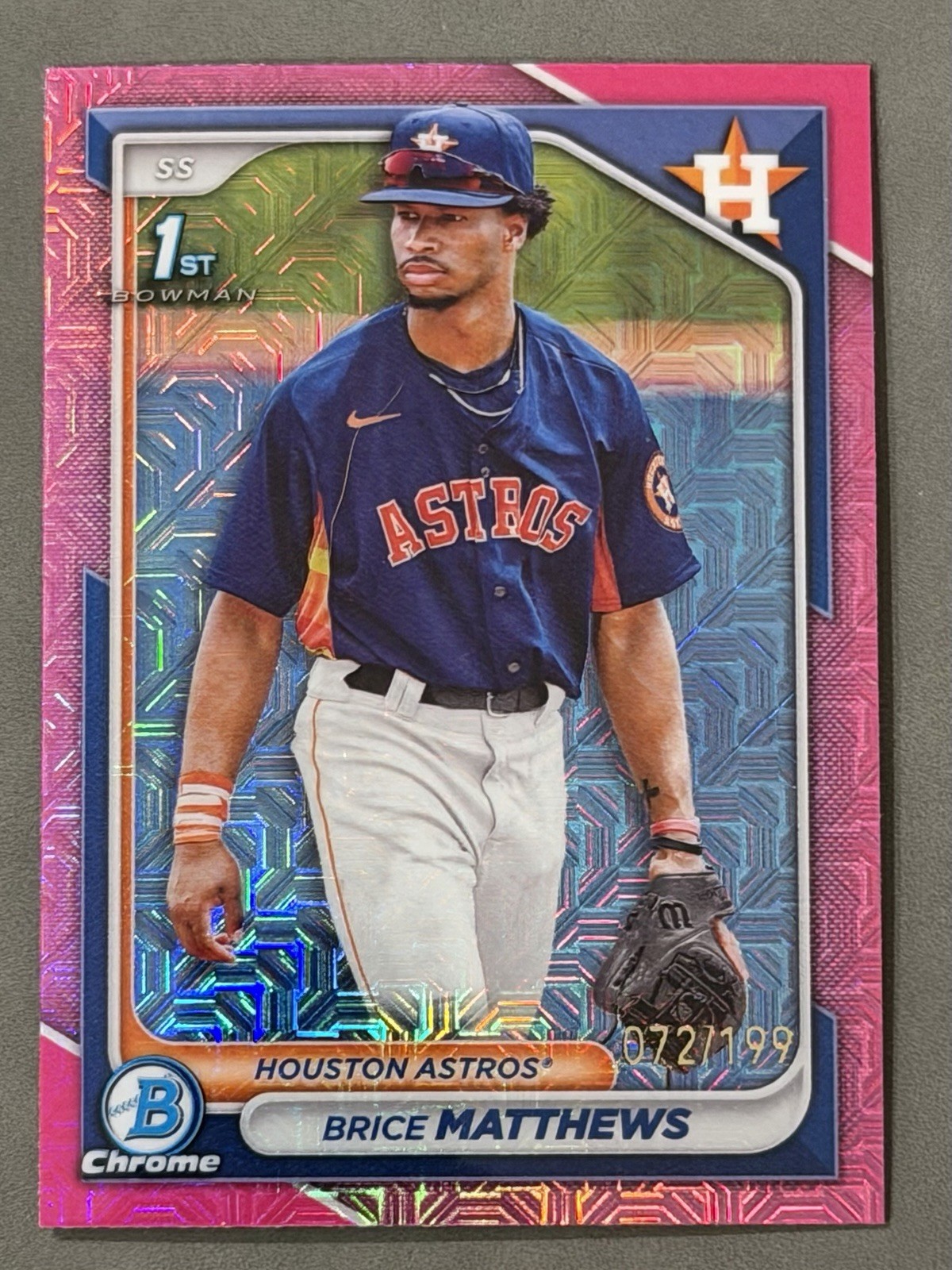 2024 Bowman Chrome Prospects 1st Brice Matthews Pink Mojo /199 Houston Astros 
