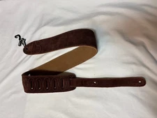 FENDER Suede Leather BROWN guitar STRAP - 2.5" wide - blem