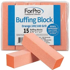  Buffing Block, Orange, 100/180 Grit, Three-Sided Manicure and Pedicure Nail 