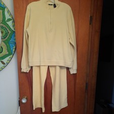 Vintage Izod Sport Sweatsuit Yellow Large 2 piece cotton ladies