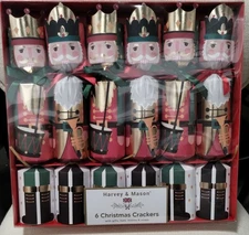 Harvey & Mason LUXURY NUTCRACKER SOLDIER PARTY CRACKERS set 6 NEW