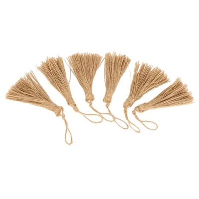 6Pcs Tassels En Jute Naturel Simples Pour Décoration Artisanale - Photo 1/4