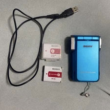 SONY HDR-GW77V Blue Waterproof Handy Camera with 2 Batteries