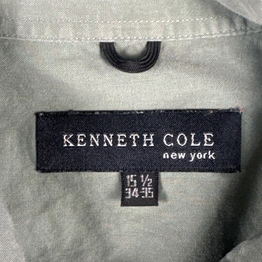 Camisa de vestir verde abotonada manga larga Kenneth Cole New York para hombre talla grande Foto 3 de 4