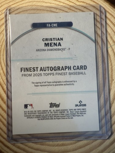 2025 Topps Finest Christian Mena Rookie Auto FA-CME RC Diamondbacks - Picture 2 of 2