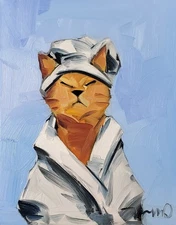 Spa Day Ginger Cat Art PRINT By Collectible Artist Jose Trujillo 16x20