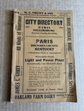 1935 1936 Paris Millersburg Bourbon County Kentucky Phone Book Directory